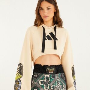 FARM Rio + Adidas Cropped Beige Hoodie